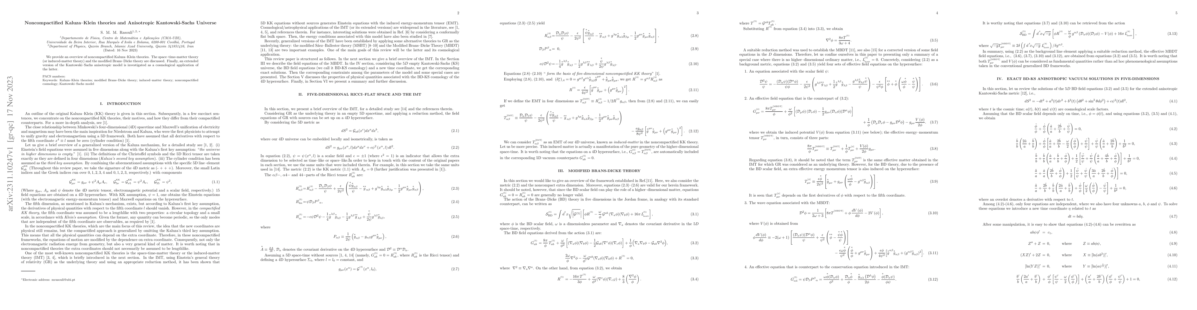 Thumbnail for Noncompactified Kaluza--Klein theories and Anisotropic Kantowski-Sachs
  Universe