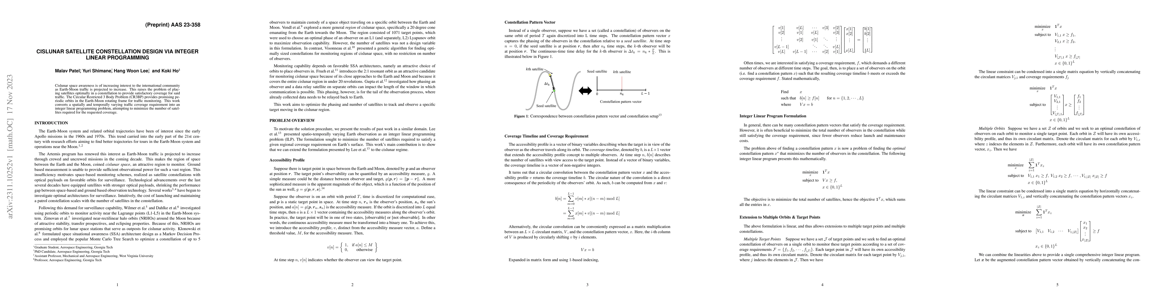 Thumbnail for Cislunar Satellite Constellation Design Via Integer Linear Programming