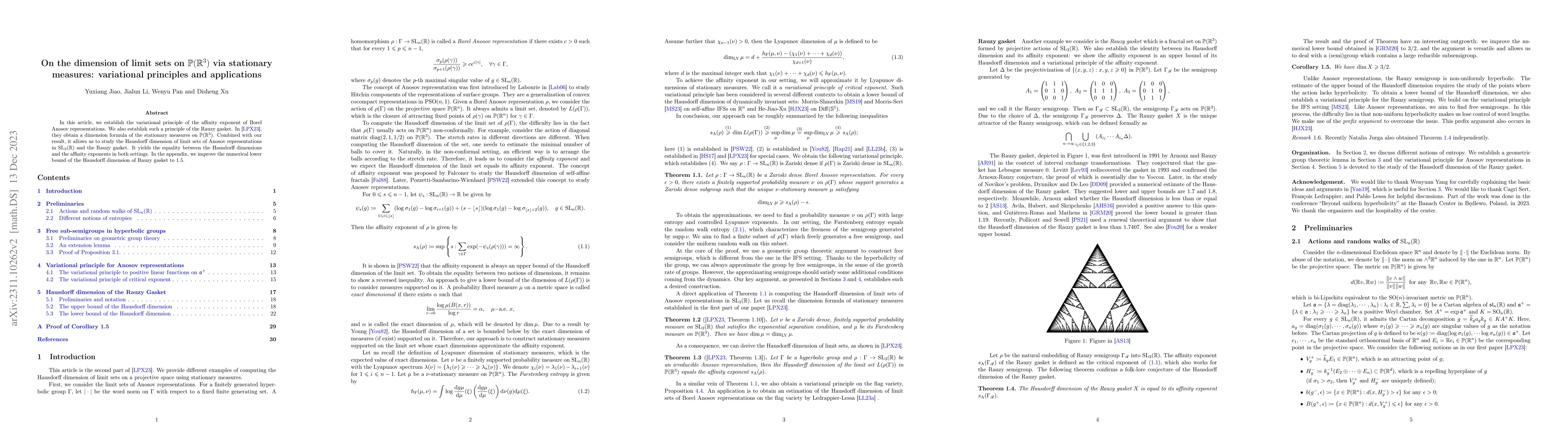 Thumbnail for On the dimension of limit sets on $\mathbb{P}(\mathbb{R}^3)$ via
  stationary measures: variational principles and applications