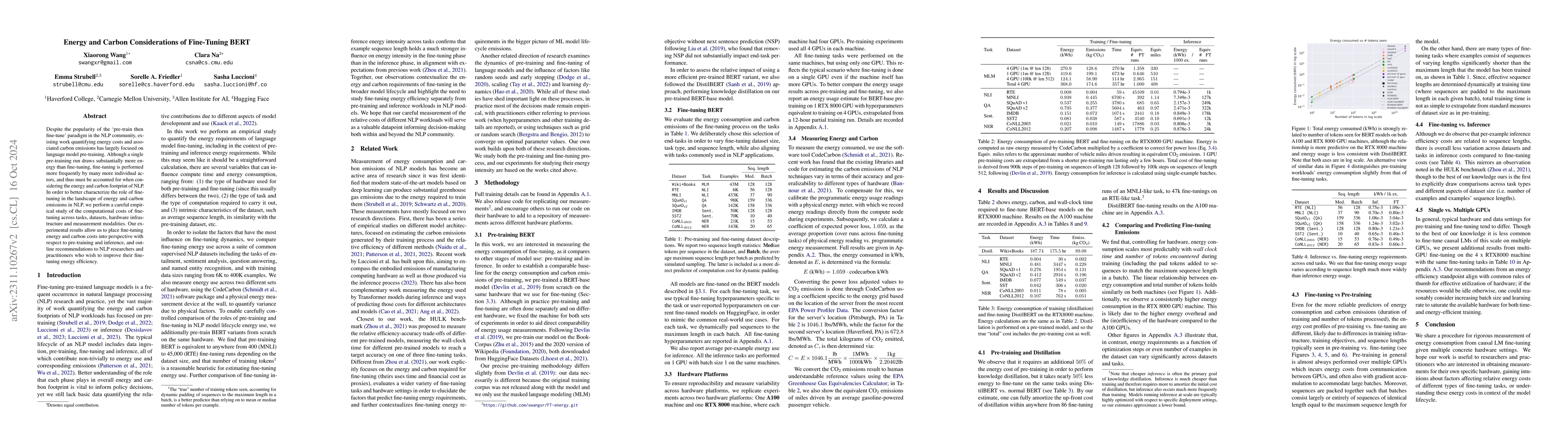 Thumbnail for Energy and Carbon Considerations of Fine-Tuning BERT