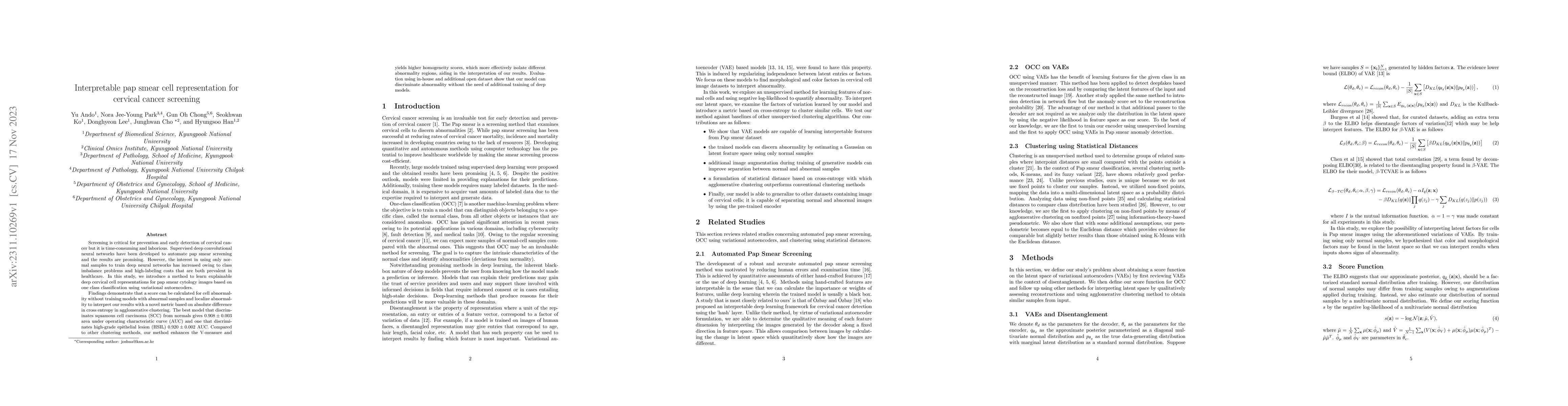 Thumbnail for Interpretable pap smear cell representation for cervical cancer
  screening