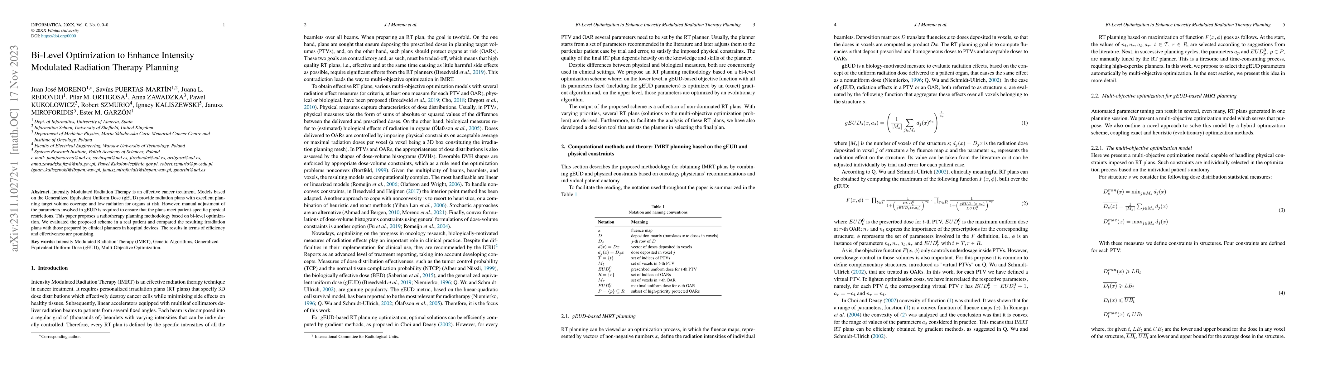 Thumbnail for Bi-Level Optimization to Enhance Intensity Modulated Radiation Therapy
  Planning
