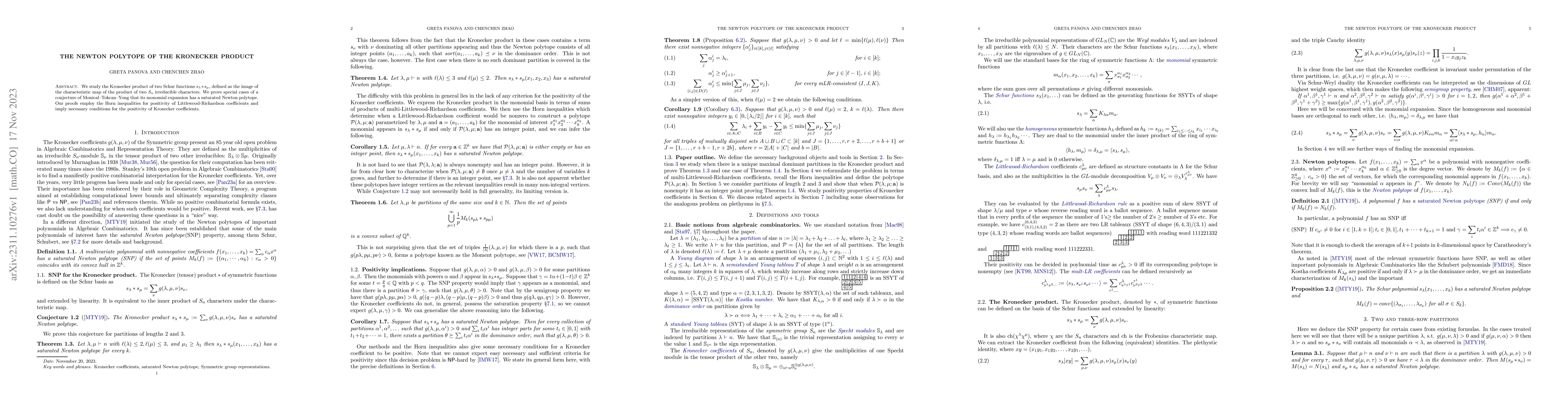 Thumbnail for The Newton polytope of the Kronecker product
