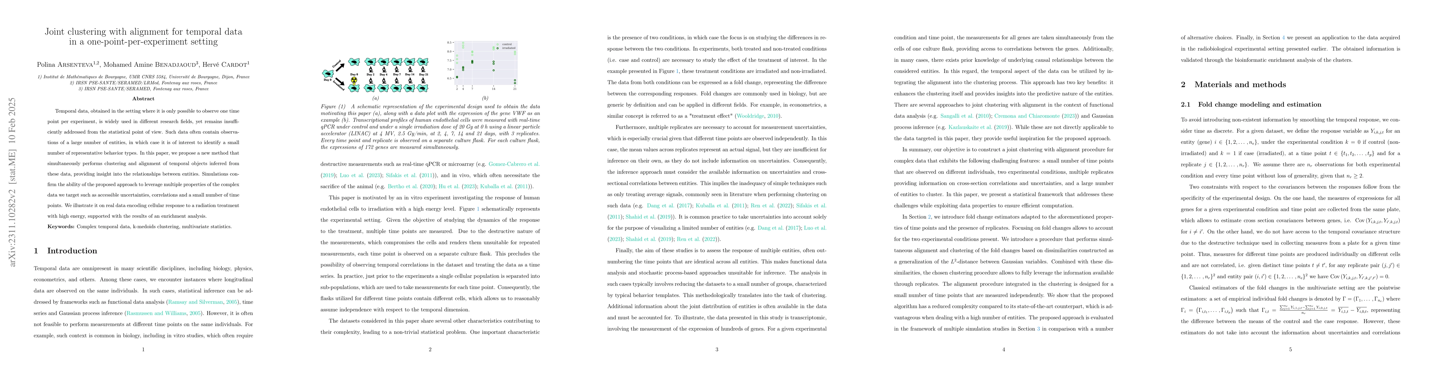 Thumbnail for Joint clustering with alignment for temporal data in a
  one-point-per-trajectory setting