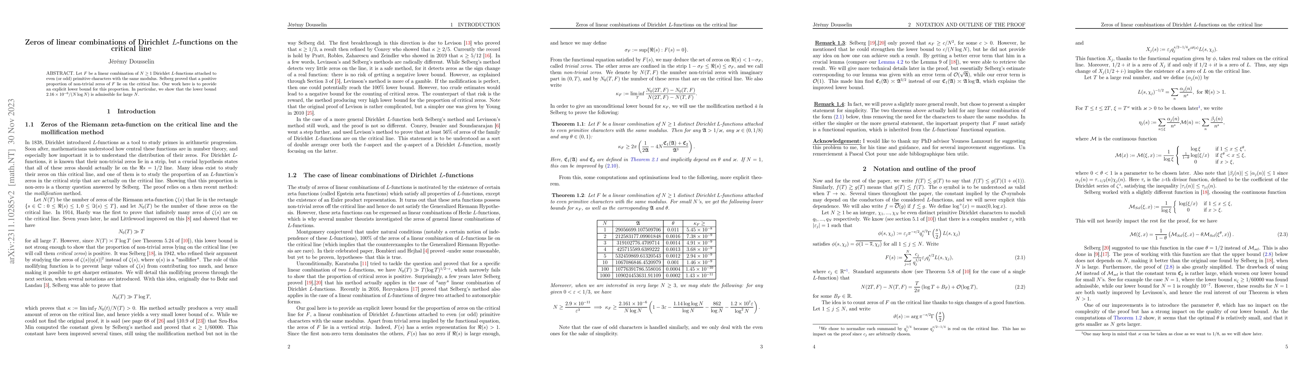 Thumbnail for Zeros of linear combinations of Dirichlet $L$-functions on the critical
  line