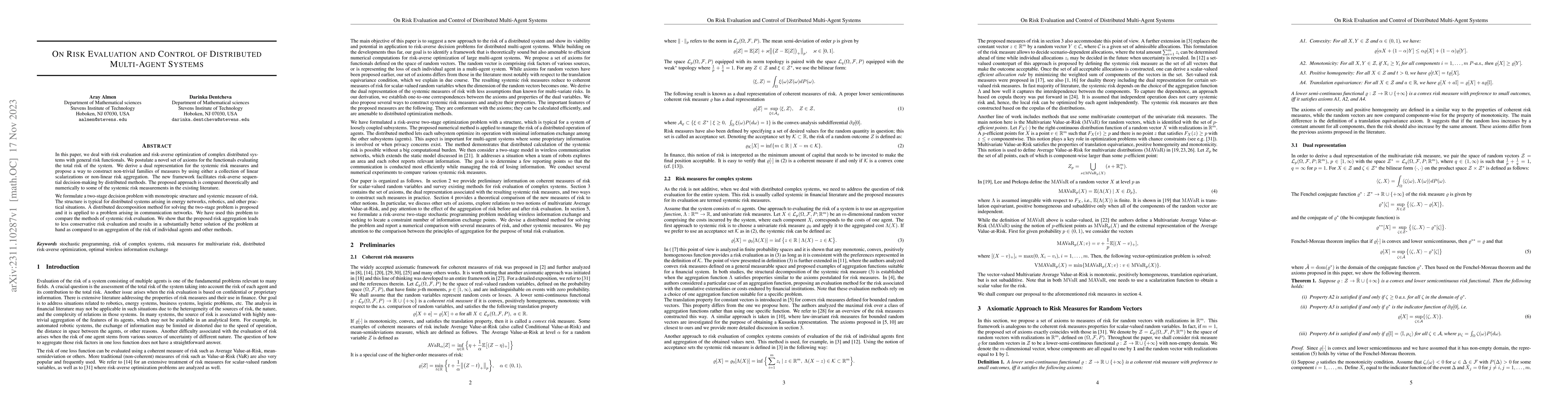 Thumbnail for On Risk Evaluation and Control of Distributed Multi-Agent Systems