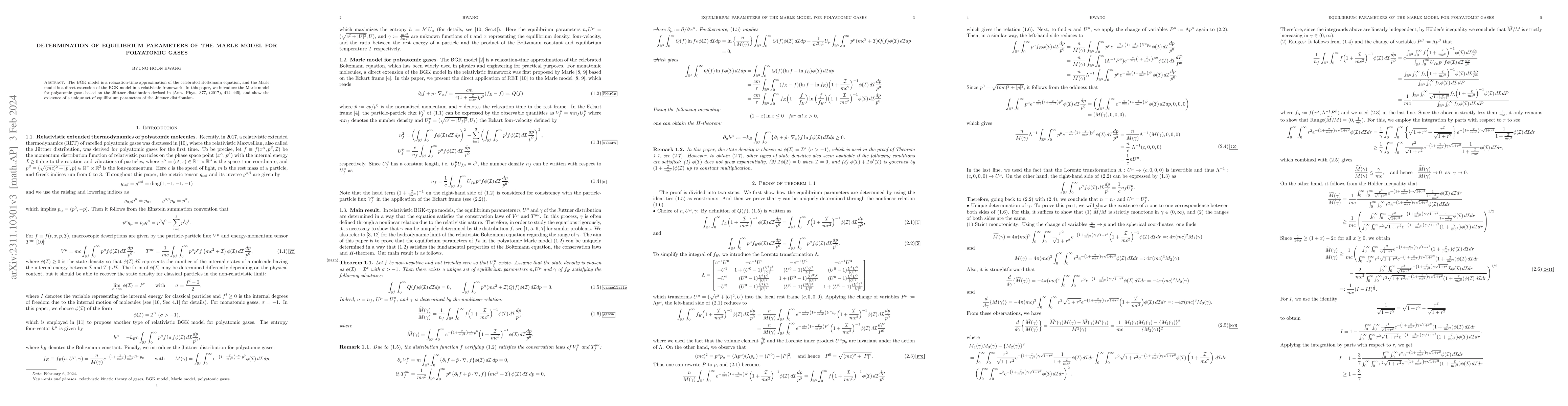 Thumbnail for Determination of equilibrium parameters of the Marle model for
  polyatomic gases