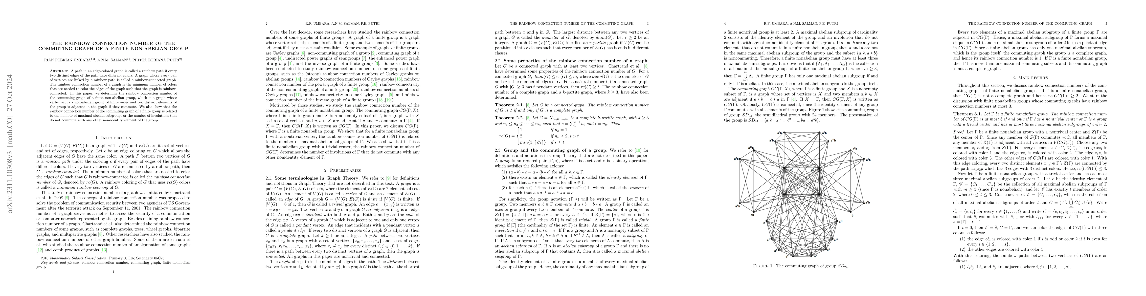 Thumbnail for The Rainbow Connection Number of The Commuting Graph of a Finite
  Nonabelian Group