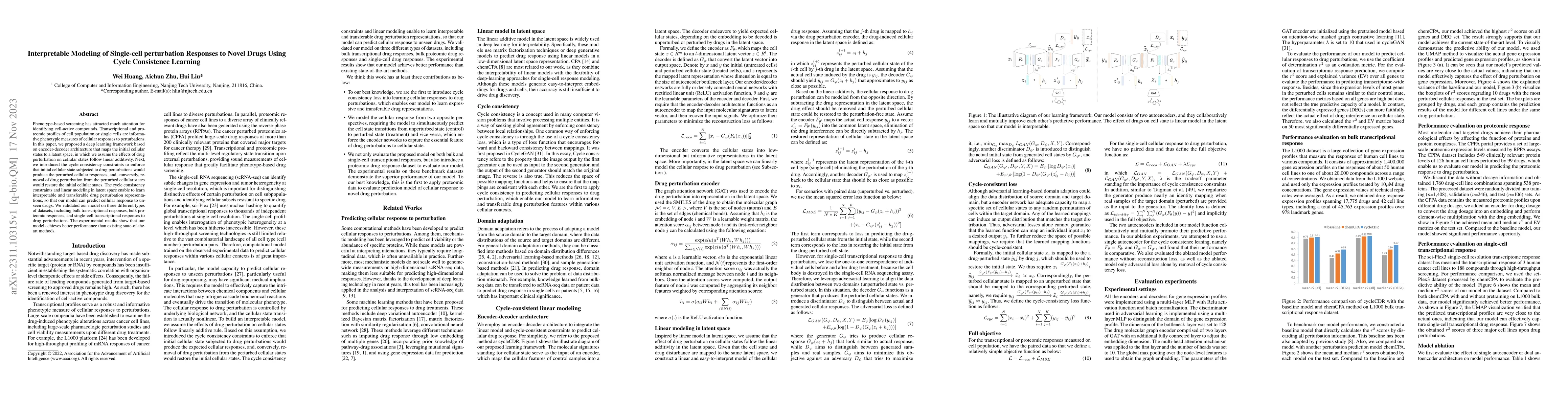 Thumbnail for Interpretable Modeling of Single-cell perturbation Responses to Novel
  Drugs Using Cycle Consistence Learning