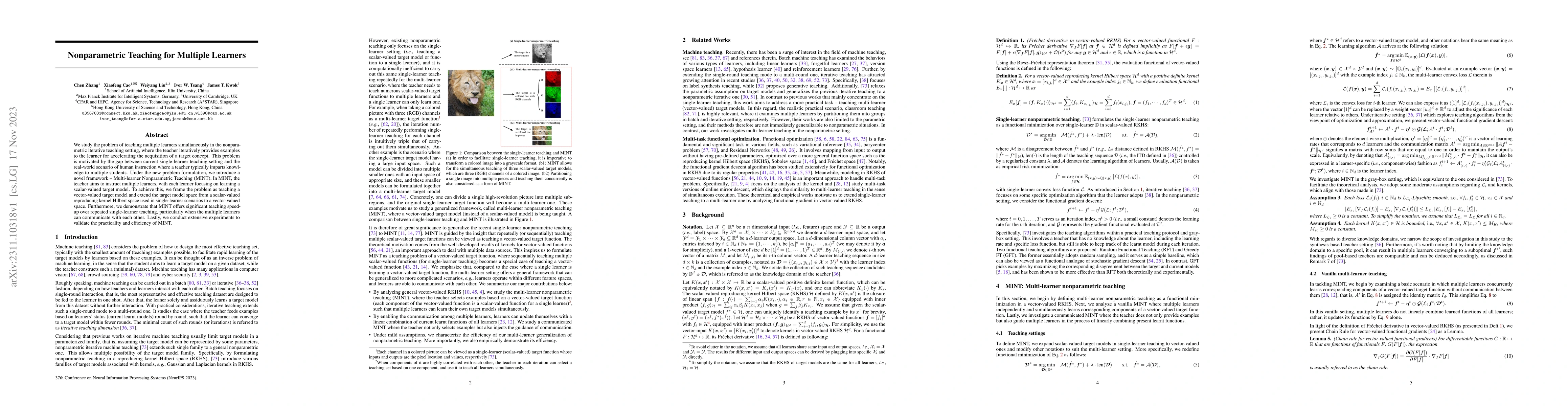 Thumbnail for Nonparametric Teaching for Multiple Learners