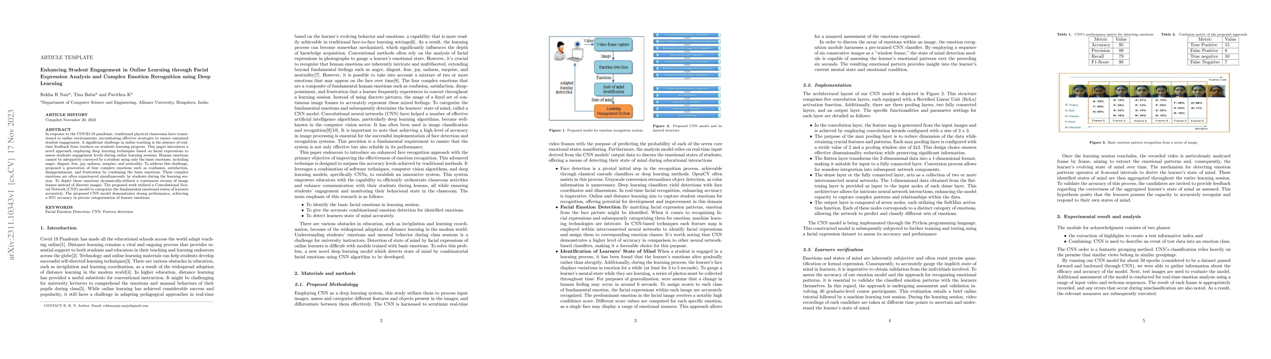 Thumbnail for Enhancing Student Engagement in Online Learning through Facial
  Expression Analysis and Complex Emotion Recognition using Deep Learning