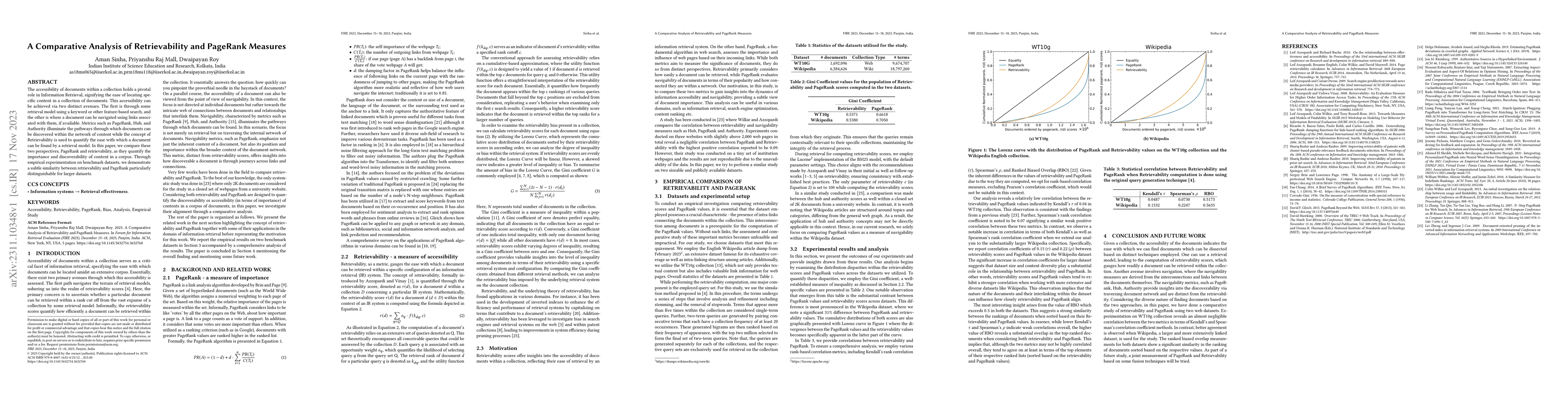 Thumbnail for A Comparative Analysis of Retrievability and PageRank Measures
