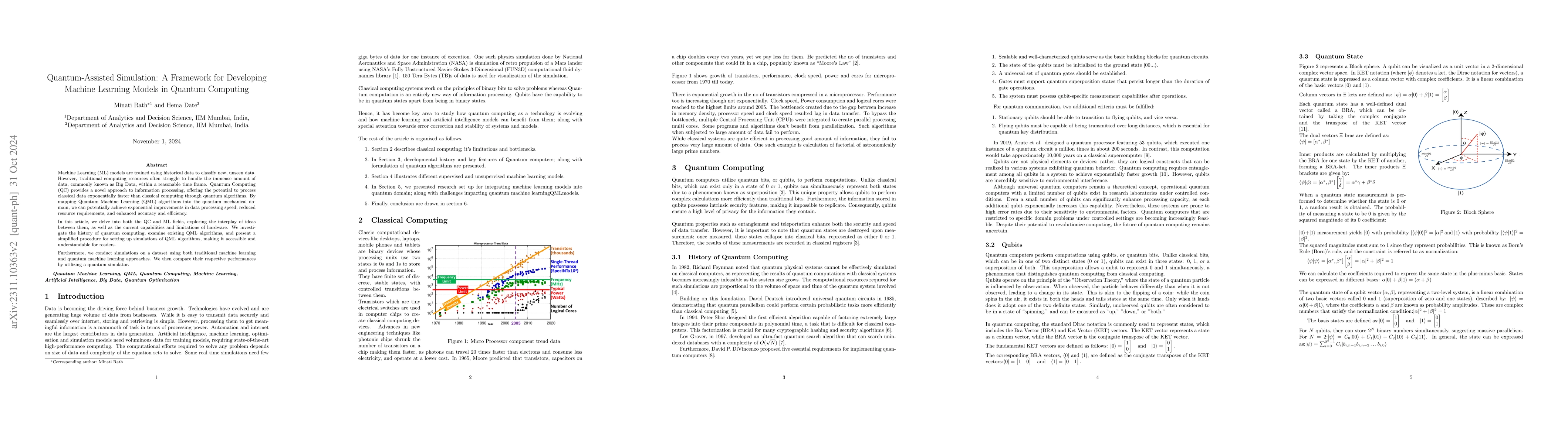 Thumbnail for Quantum-Assisted Simulation: A Framework for Designing Machine Learning
  Models in the Quantum Computing Domain