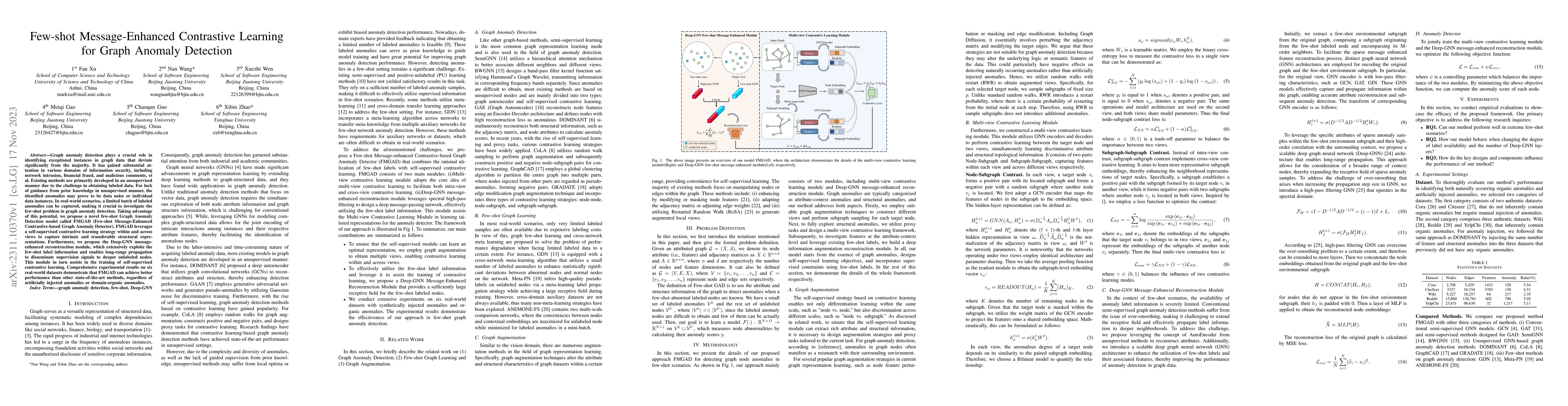 Thumbnail for Few-shot Message-Enhanced Contrastive Learning for Graph Anomaly
  Detection