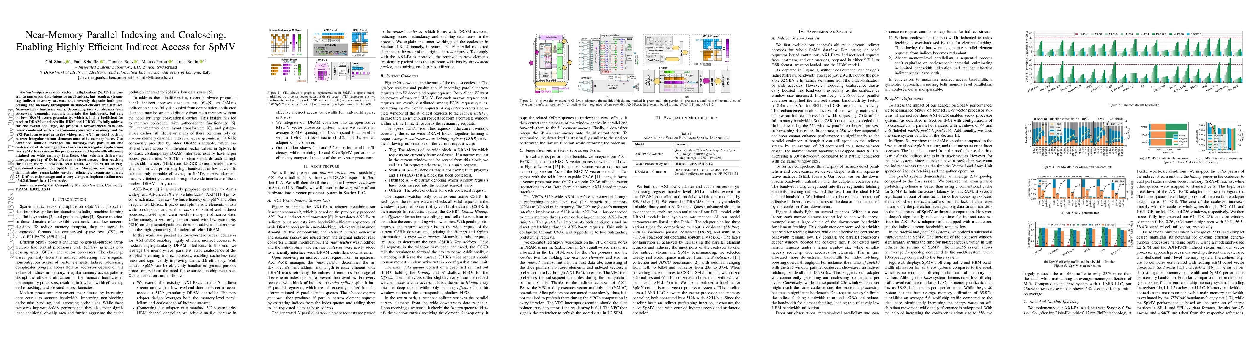 Thumbnail for Near-Memory Parallel Indexing and Coalescing: Enabling Highly Efficient
  Indirect Access for SpMV
