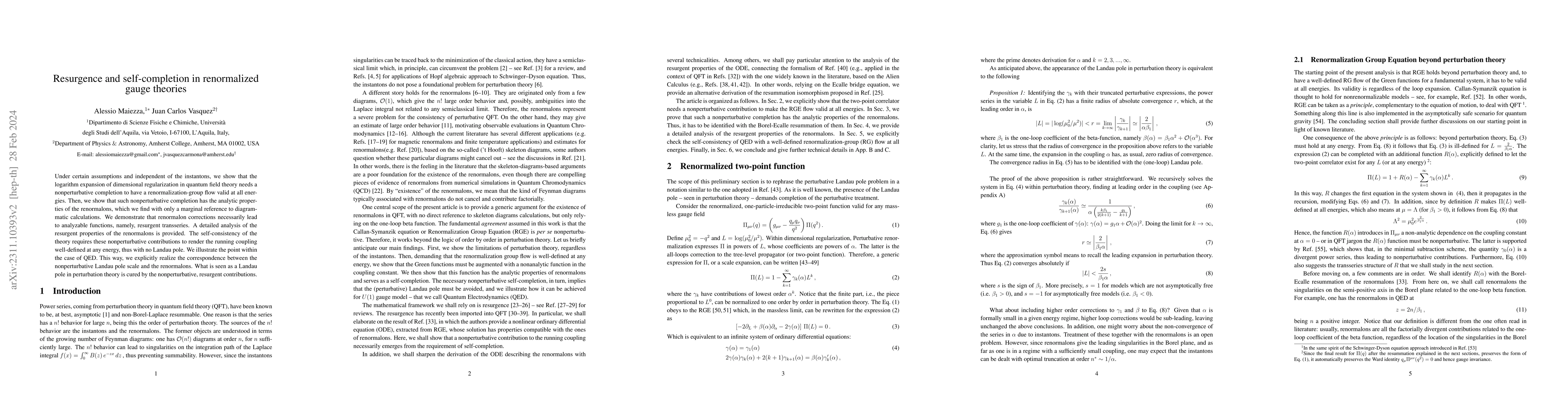 Thumbnail for Resurgence and self-completion in renormalized gauge theories