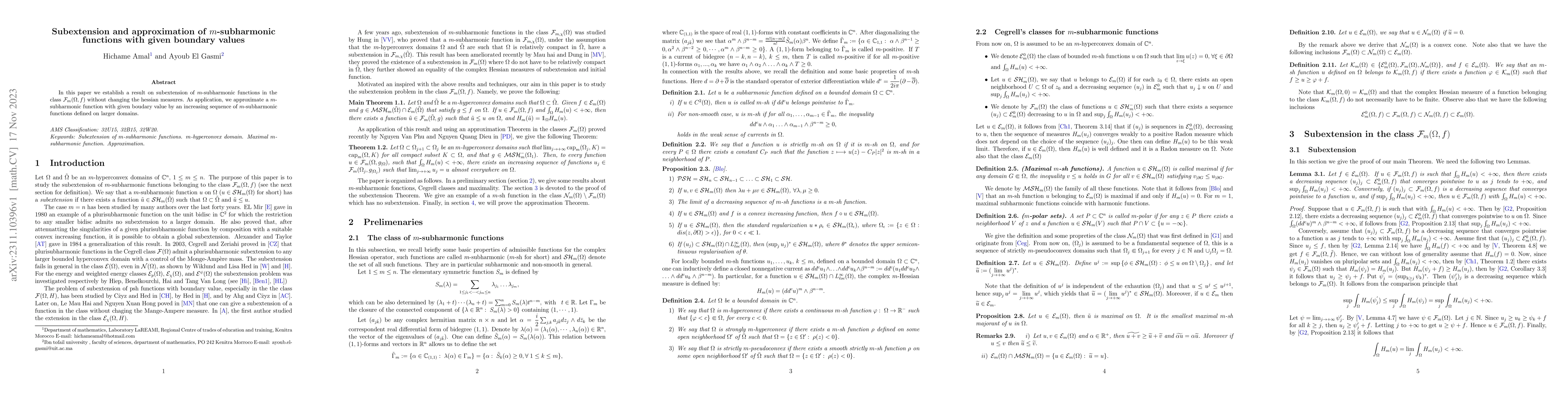 Thumbnail for Subextension and approximation of $m$-subharmonic functions with given
  boundary values