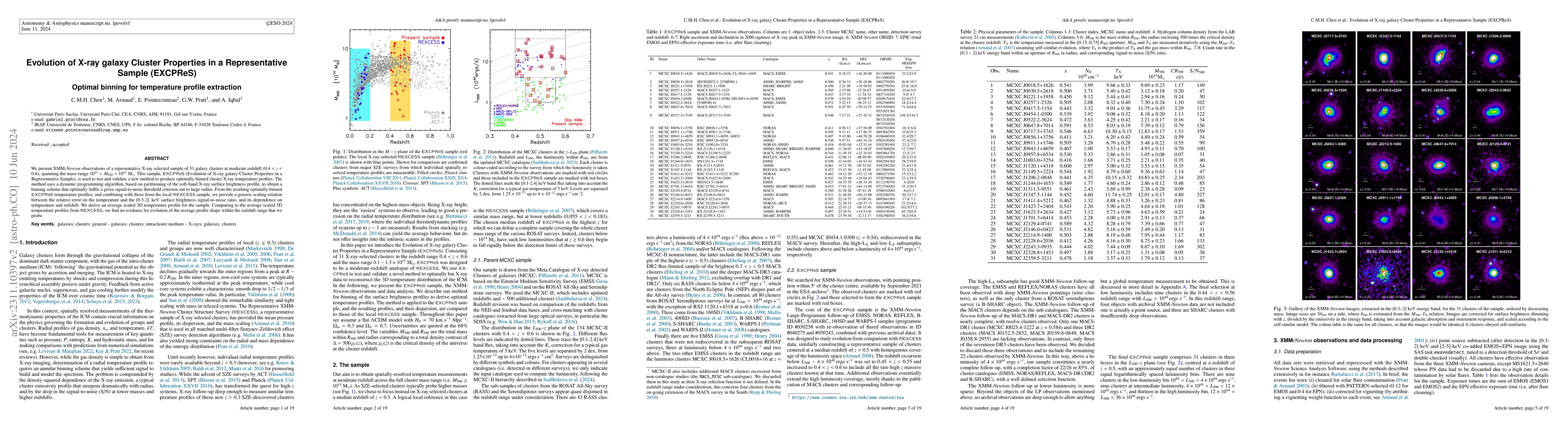 Thumbnail for Evolution of X-ray galaxy Cluster Properties in a Representative Sample
  (EXCPReS). Optimal binning for temperature profile extraction