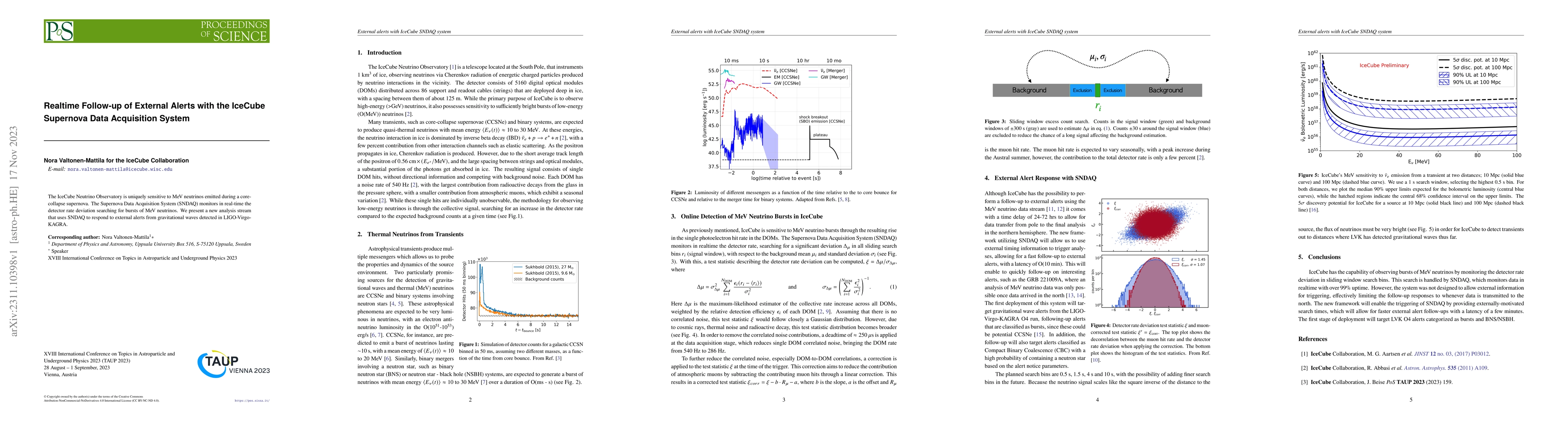 Thumbnail for Realtime Follow-up of External Alerts with the IceCube Supernova Data
  Acquisition System