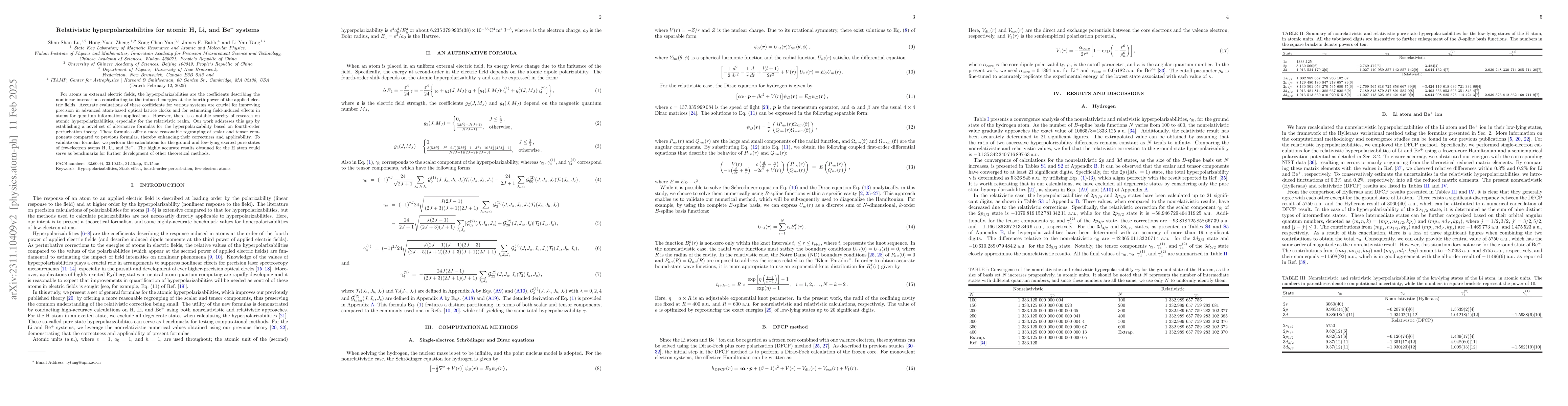Thumbnail for Relativistic hyperpolarizabilities for atomic H, Li, and Be$^+$ systems