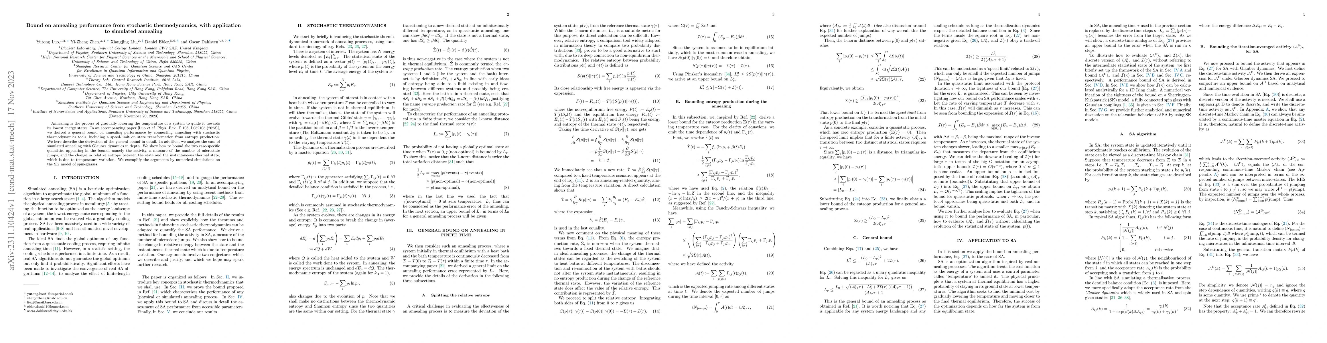 Thumbnail for Bound on annealing performance from stochastic thermodynamics, with
  application to simulated annealing