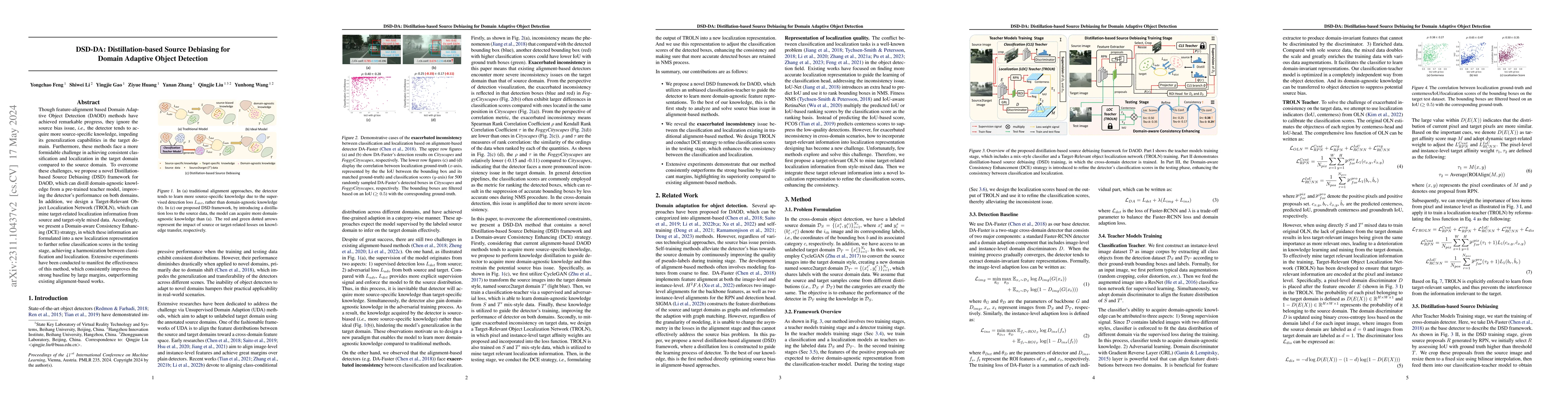 Thumbnail for DSD-DA: Distillation-based Source Debiasing for Domain Adaptive Object
  Detection