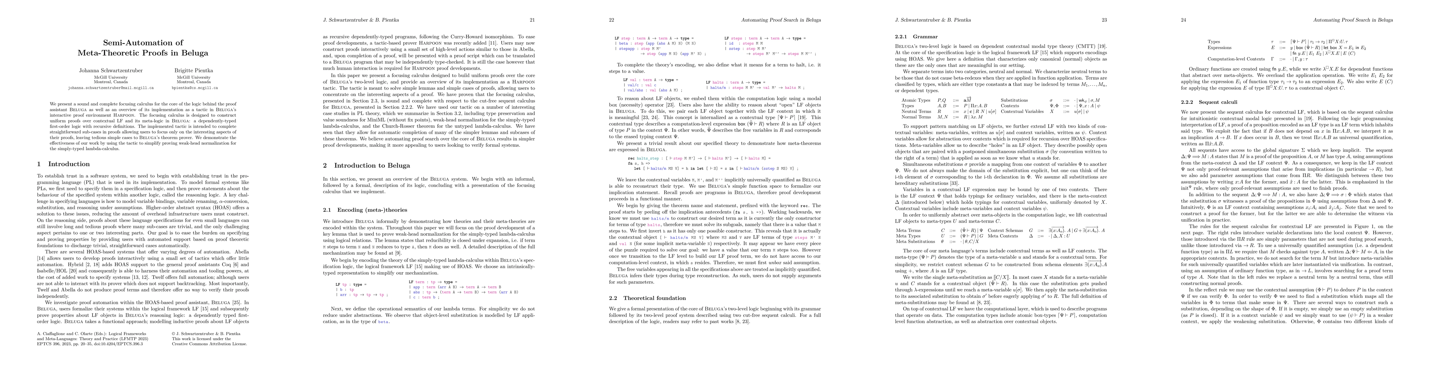 Thumbnail for Semi-Automation of Meta-Theoretic Proofs in Beluga