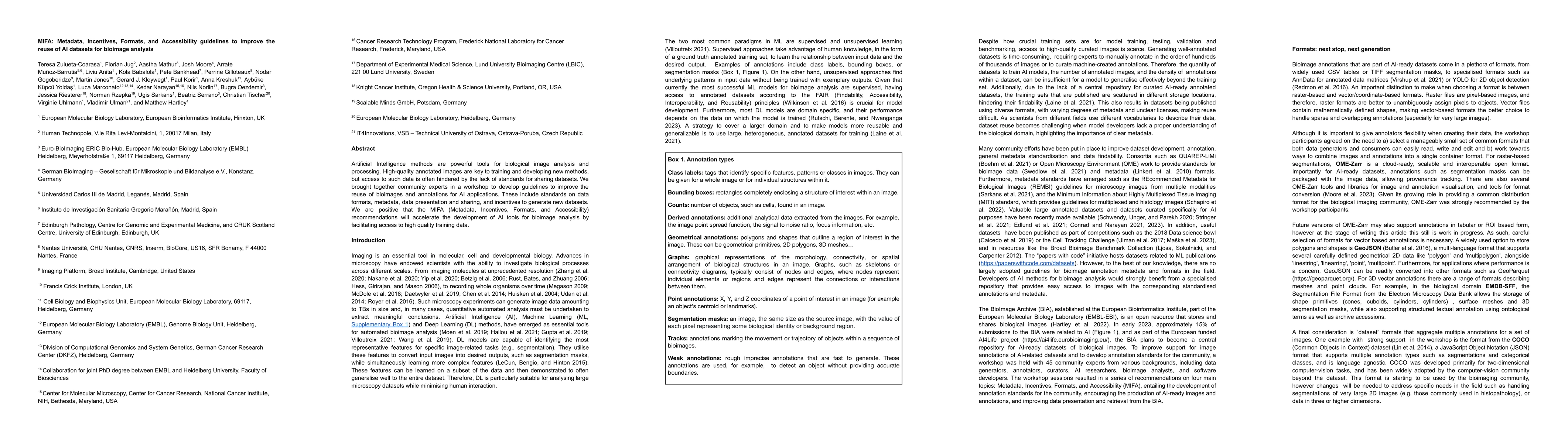 Thumbnail for MIFA: Metadata, Incentives, Formats, and Accessibility guidelines to
  improve the reuse of AI datasets for bioimage analysis