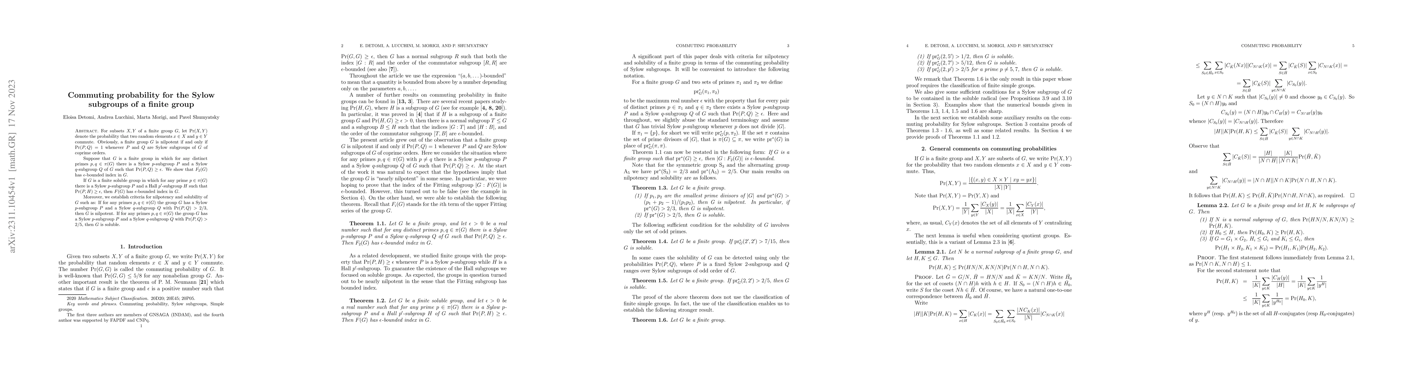 Thumbnail for Commuting probability for the Sylow subgroups of a finite group