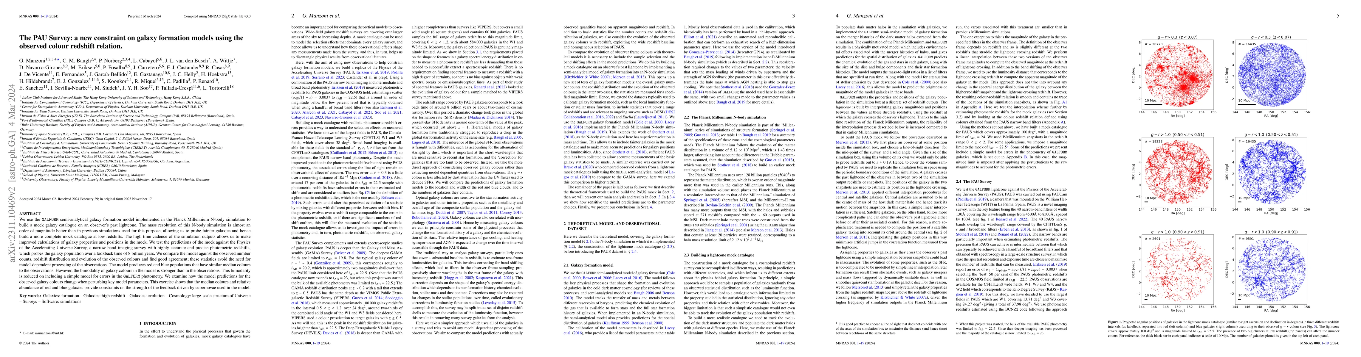 Thumbnail for The PAU Survey: a new constraint on galaxy formation models using the
  observed colour redshift relation