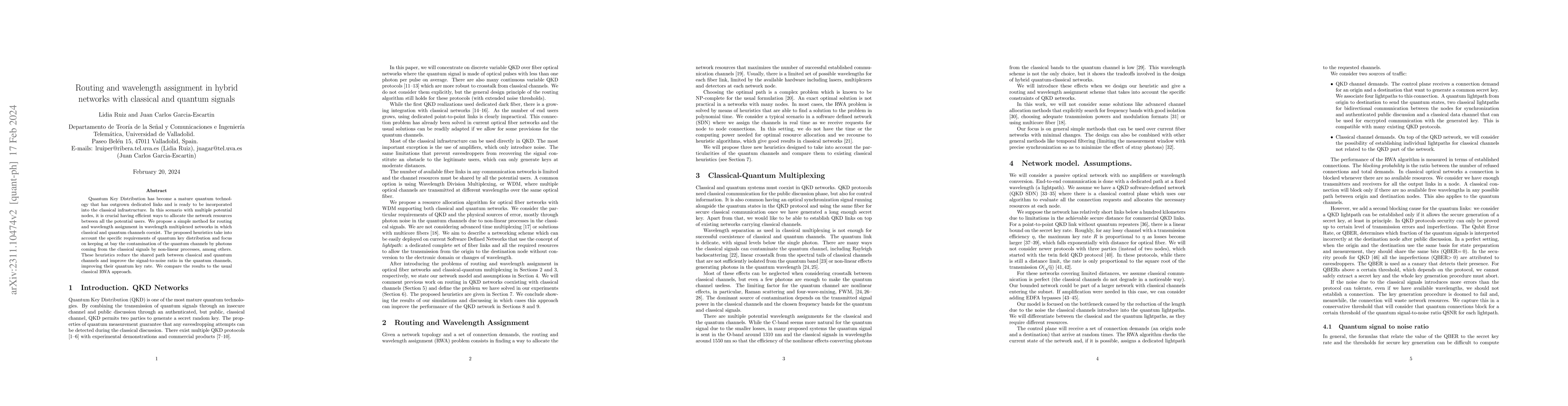Thumbnail for Routing and wavelength assignment in hybrid networks with classical and
  quantum signals