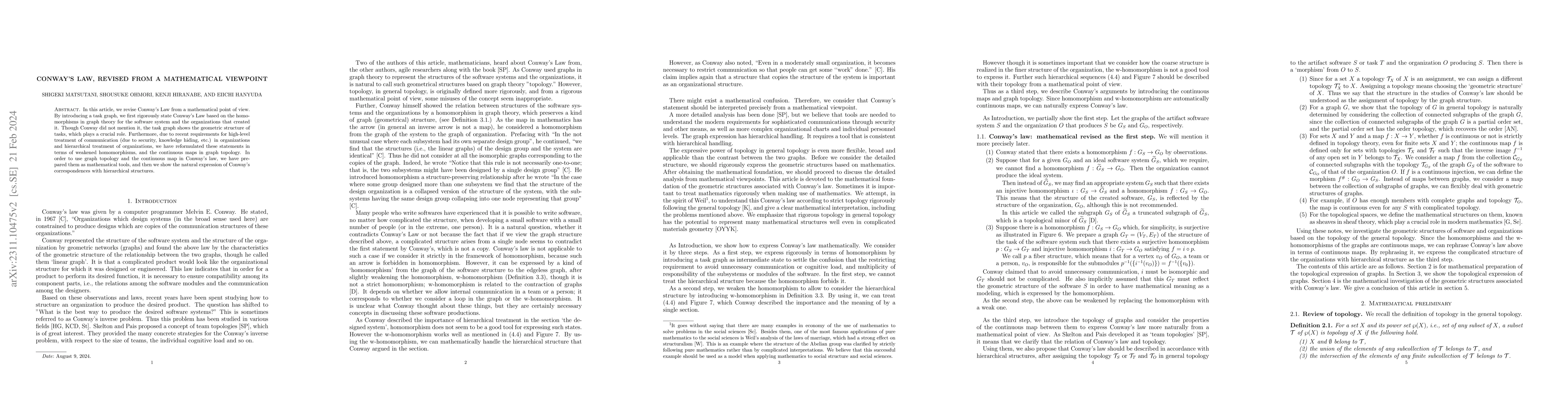 Thumbnail for Conway's law, revised from a mathematical viewpoint