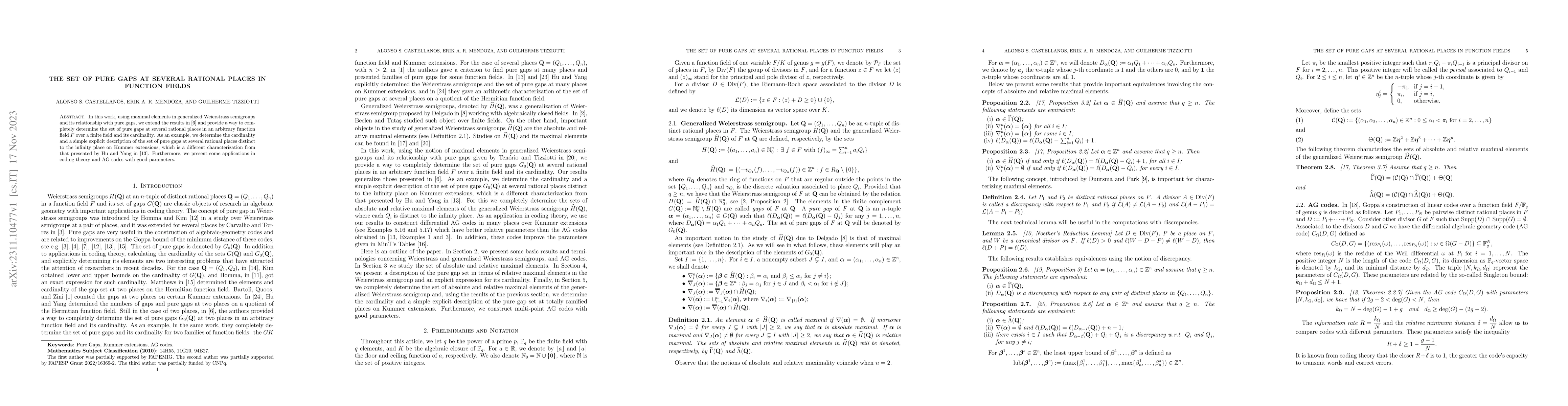 Thumbnail for The Set of Pure Gaps at Several Rational Places in Function Fields