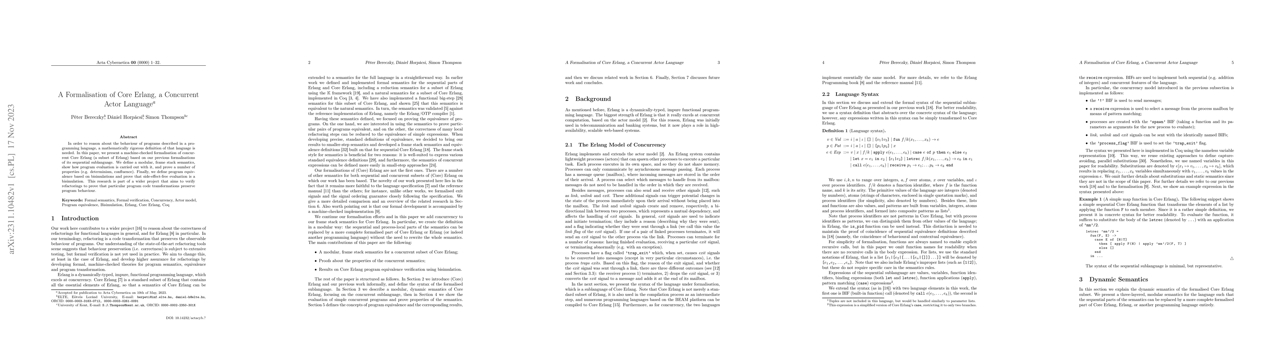 Thumbnail for A Formalisation of Core Erlang, a Concurrent Actor Language