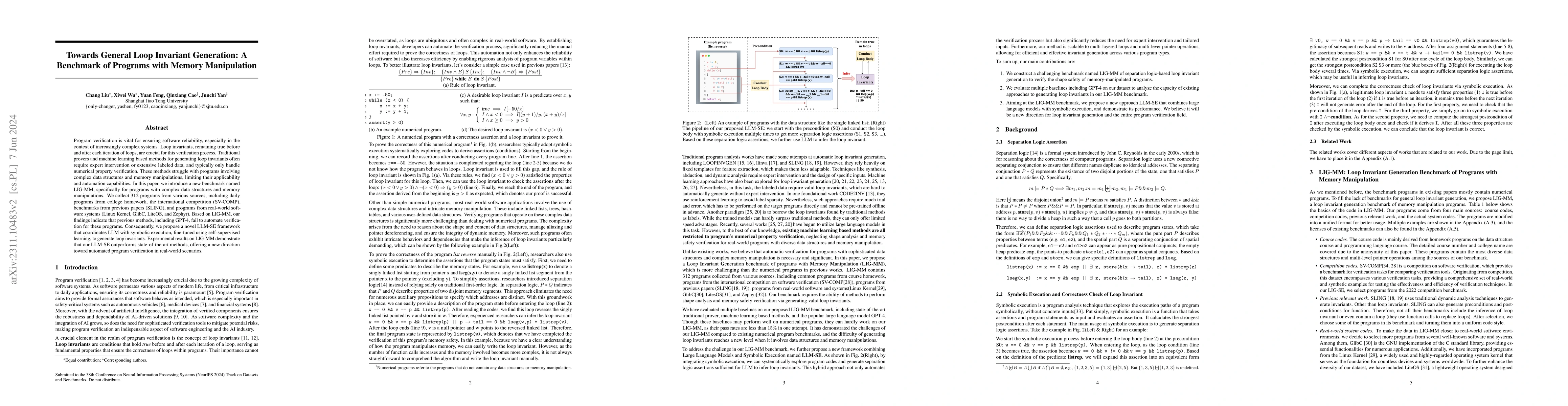 Thumbnail for Towards General Loop Invariant Generation: A Benchmark of Programs with
  Memory Manipulation