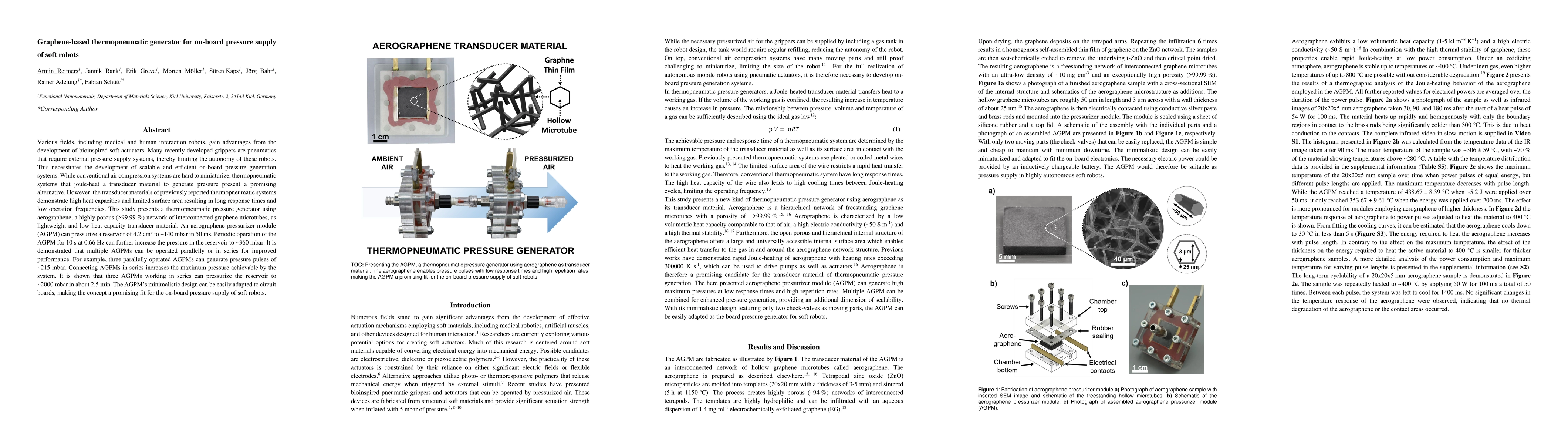 Thumbnail for Graphene-based thermopneumatic generator for on-board pressure supply of
  soft robots