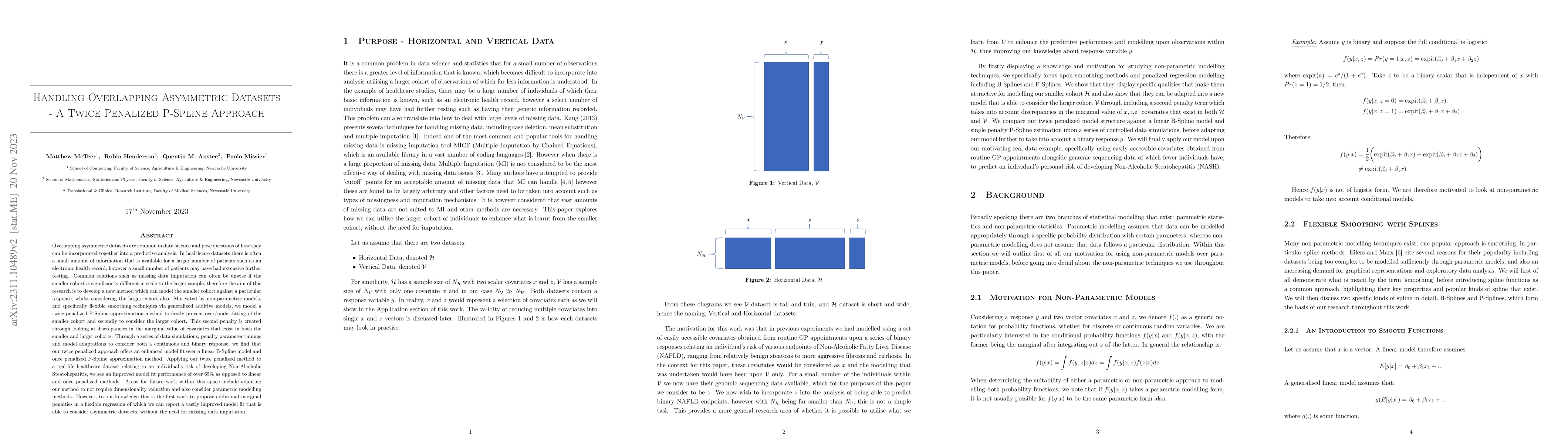 Thumbnail for Handling Overlapping Asymmetric Datasets -- A Twice Penalized P-Spline
  Approach