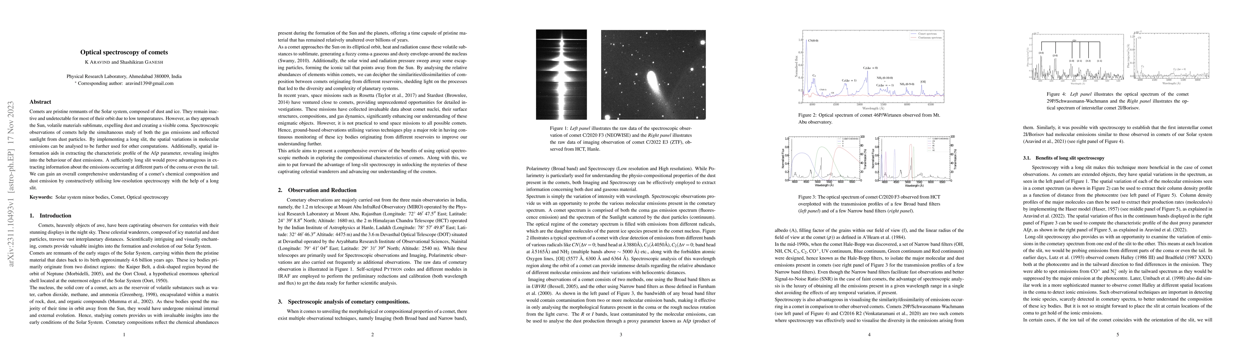 Thumbnail for Optical spectroscopy of comets
