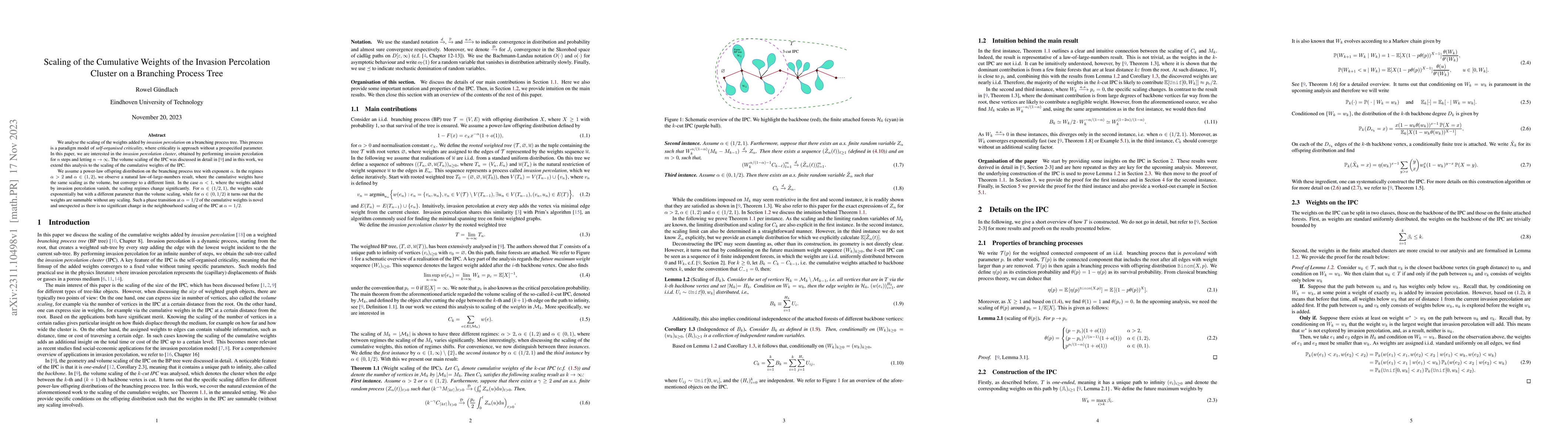 Thumbnail for Scaling of the Cumulative Weights of the Invasion Percolation Cluster on
  a Branching Process Tree