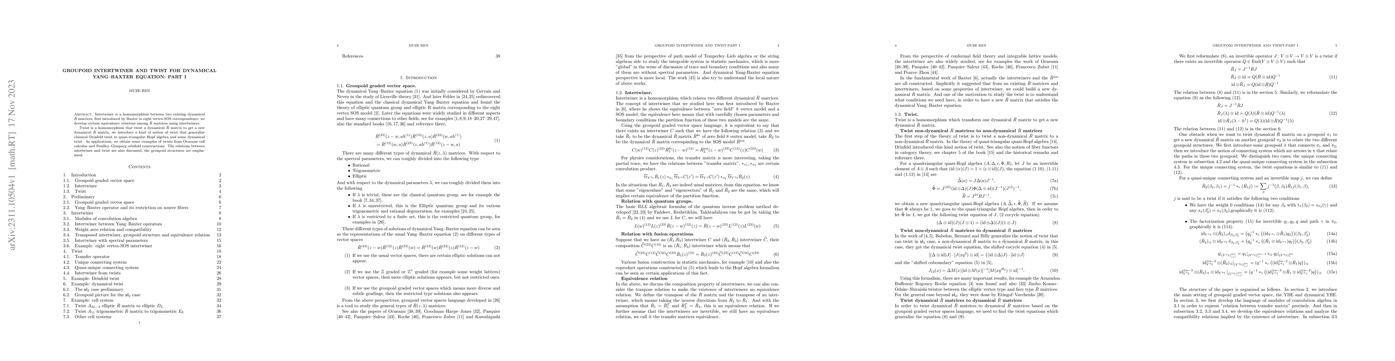 Thumbnail for Groupoid intertwiner and twist for dynamical Yang--Baxter equation: part
  I