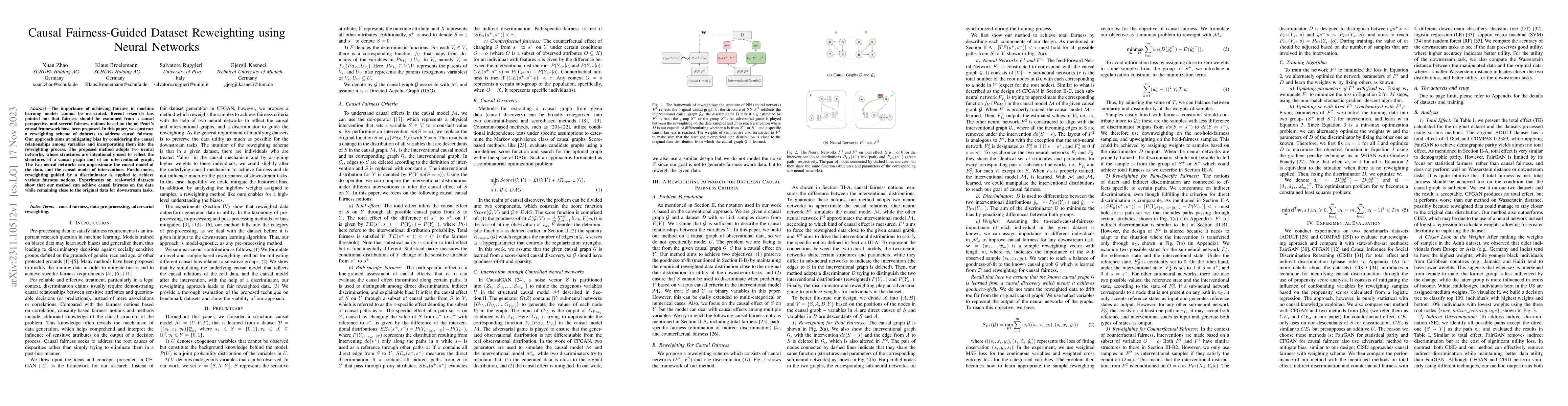 Thumbnail for Causal Fairness-Guided Dataset Reweighting using Neural Networks