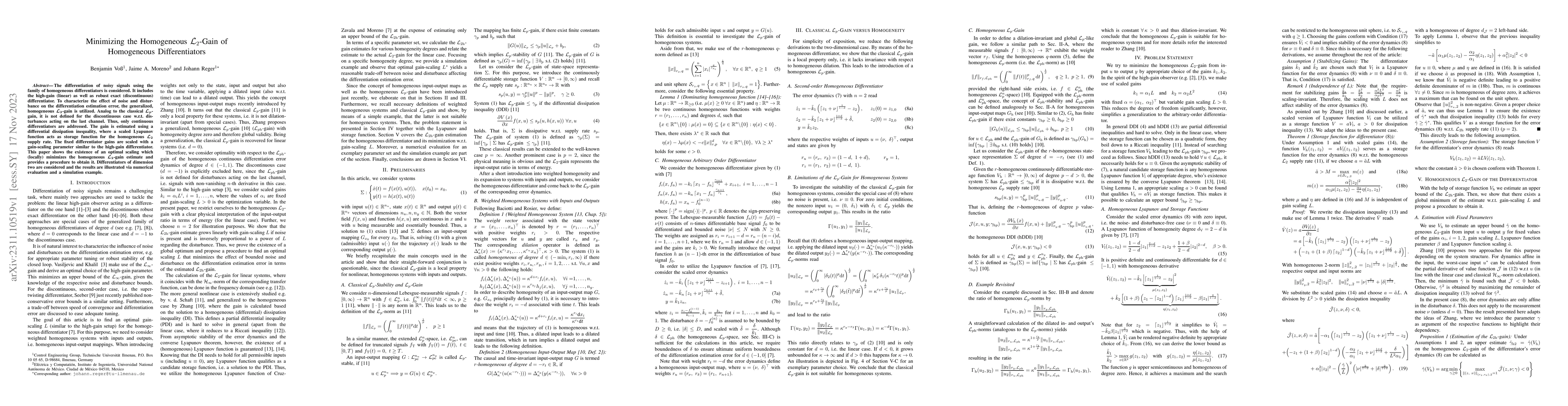 Thumbnail for Minimizing the Homogeneous $\mathcal{L}_2$-Gain of Homogeneous
  Differentiators