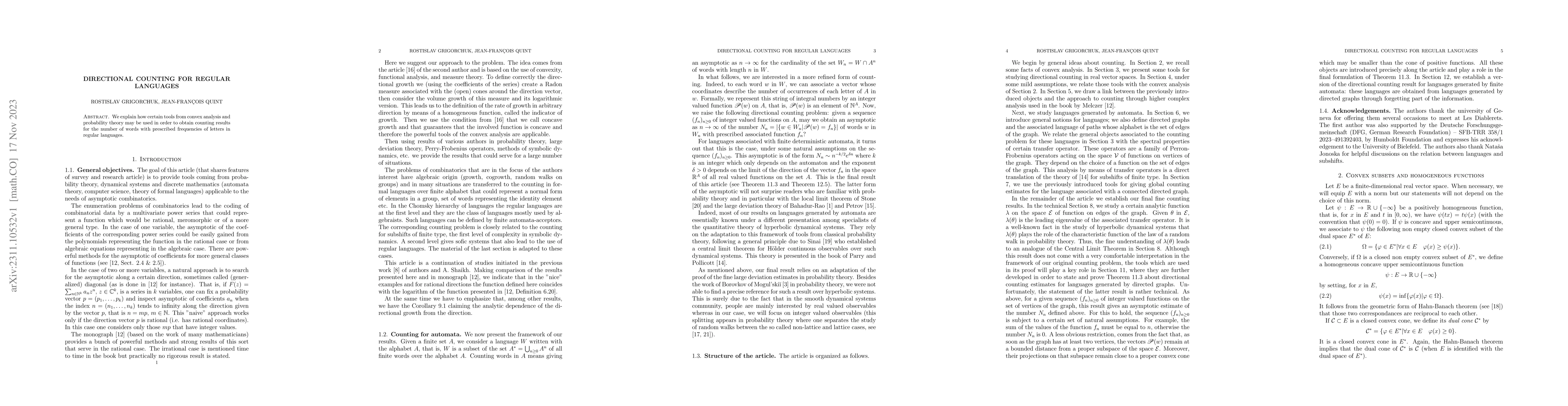Thumbnail for Directional counting for regular languages
