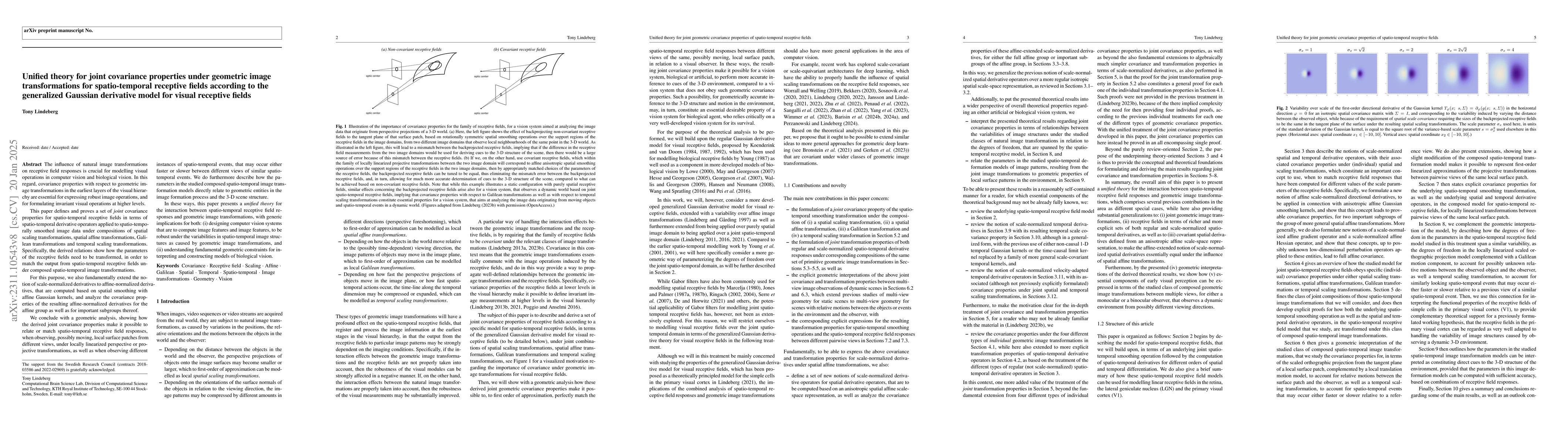 Thumbnail for Unified theory for joint covariance properties under geometric image
  transformations for spatio-temporal receptive fields according to the
  generalized Gaussian derivative model for visual receptive fields