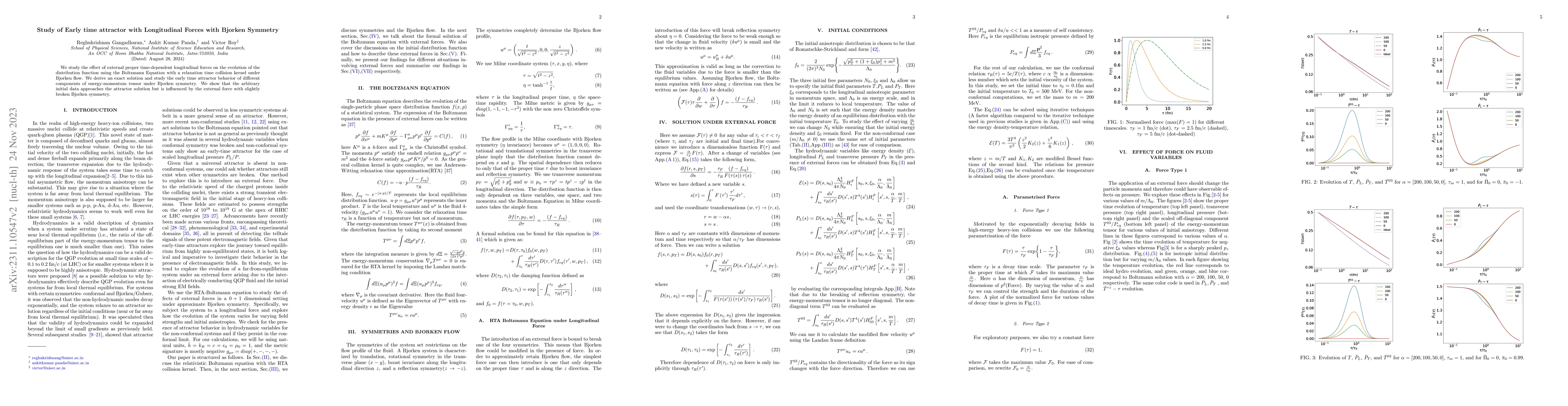 Thumbnail for Study of Early time attractor with Longitudinal Forces with Bjorken
  Symmetry