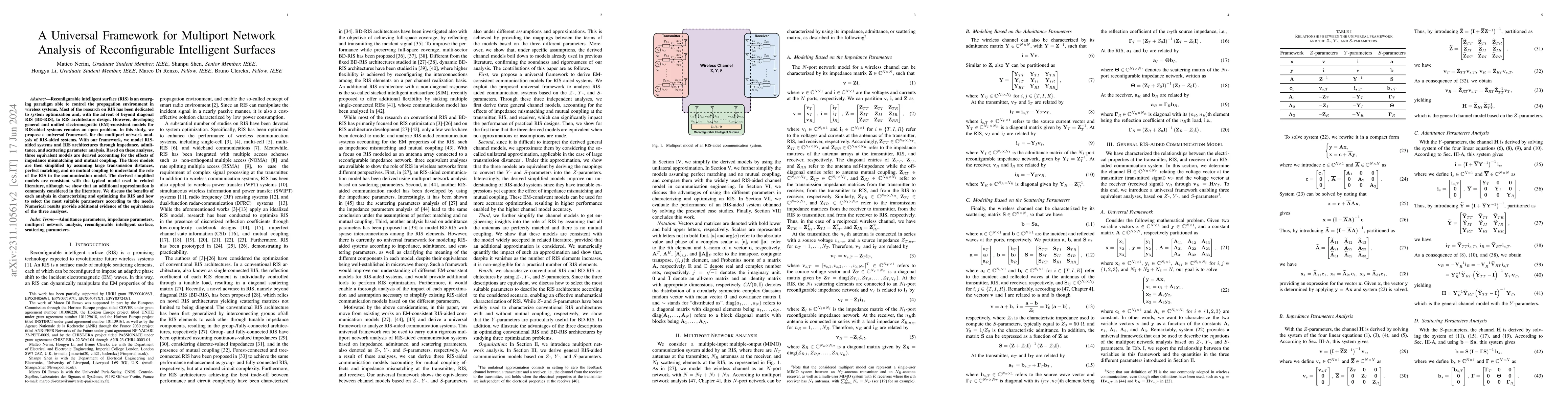 Thumbnail for A Universal Framework for Multiport Network Analysis of Reconfigurable
  Intelligent Surfaces