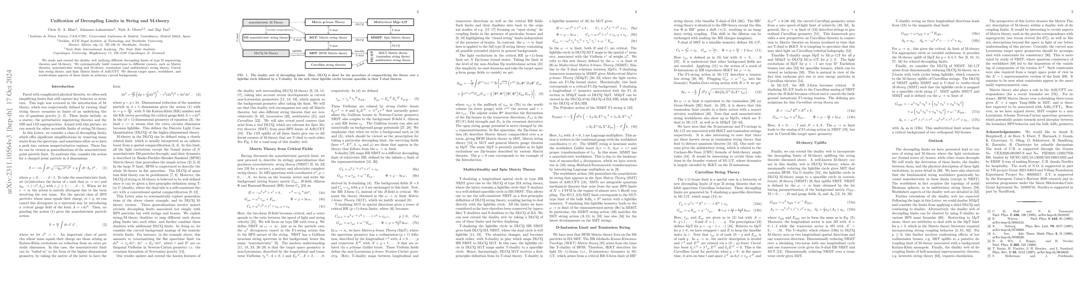 Thumbnail for Unification of Decoupling Limits in String and M-theory