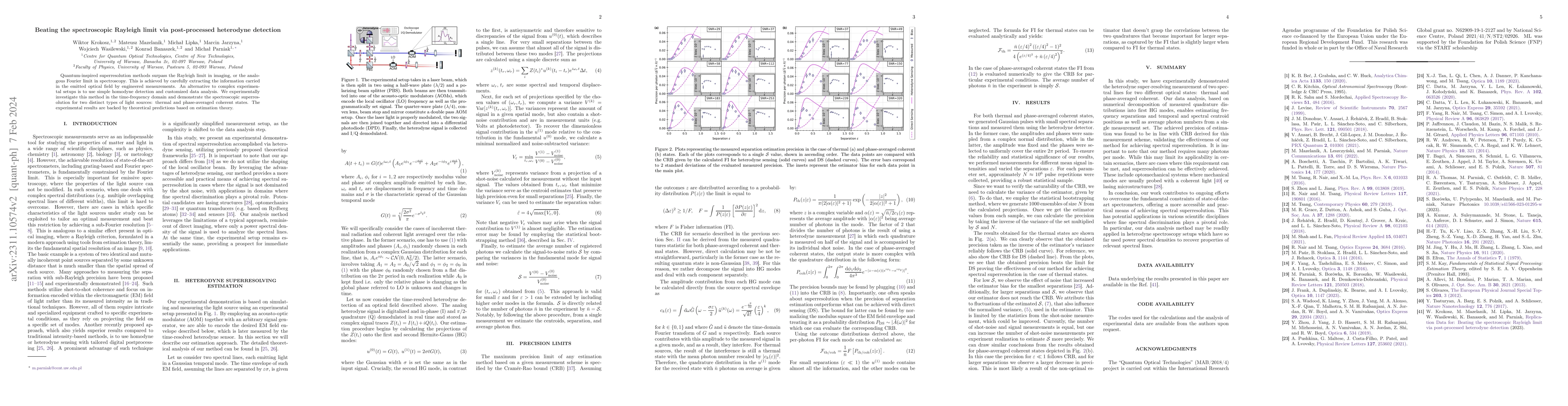 Thumbnail for Beating the spectroscopic Rayleigh limit via post-processed heterodyne
  detection