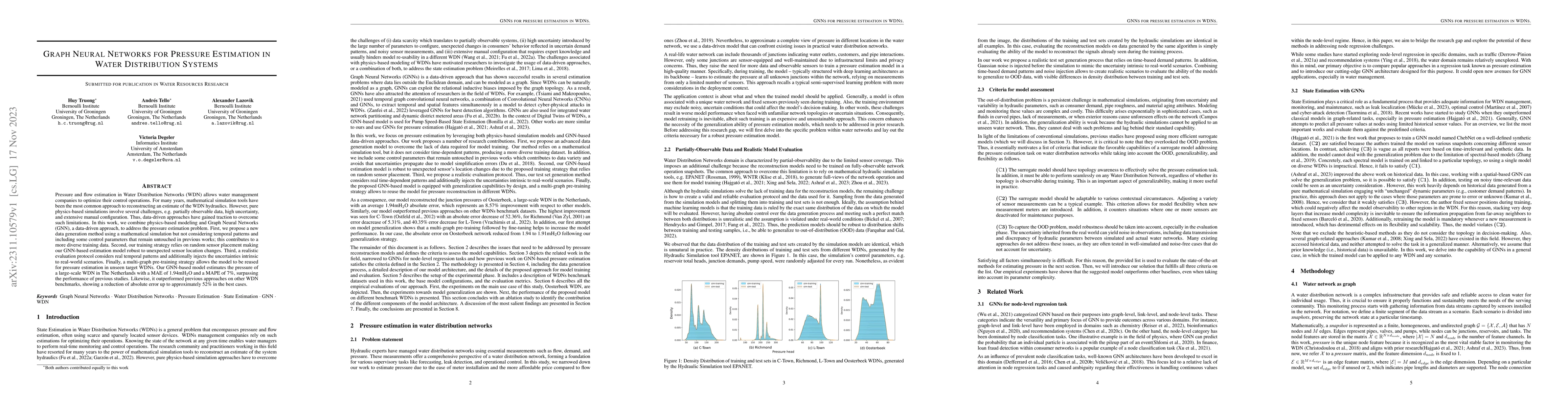 Thumbnail for Graph Neural Networks for Pressure Estimation in Water Distribution
  Systems