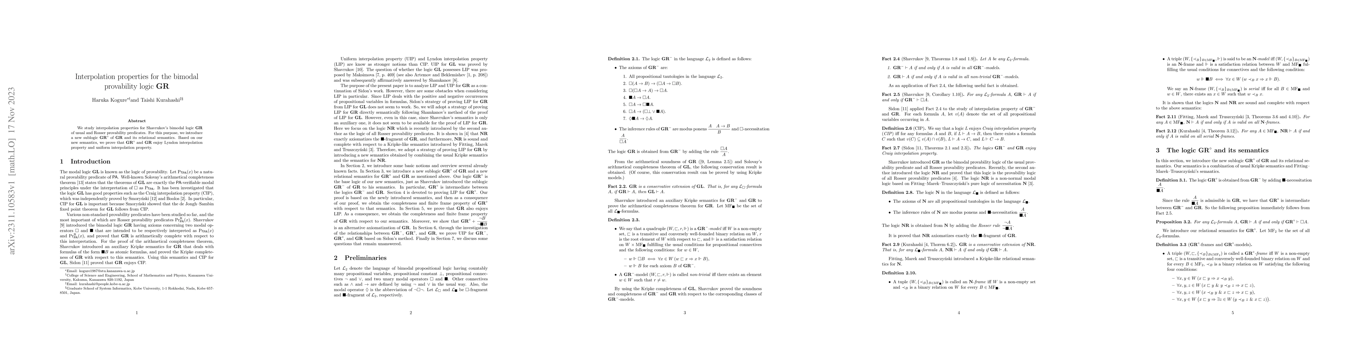 Thumbnail for Interpolation properties for the bimodal provability logic $\mathbf{GR}$